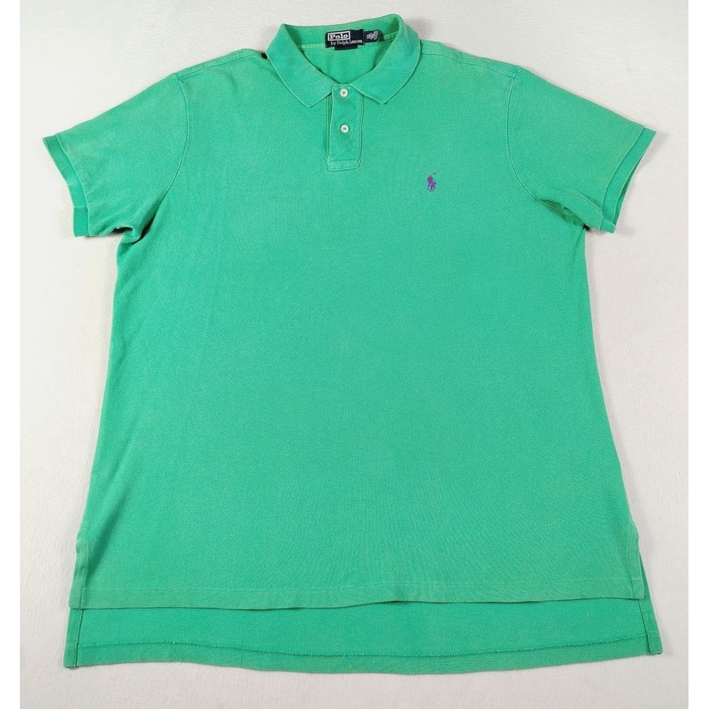 Vintage‎ Polo By Ralph Lauren Polo Shirt Mens XL Green Preppy Custom Fit Casual